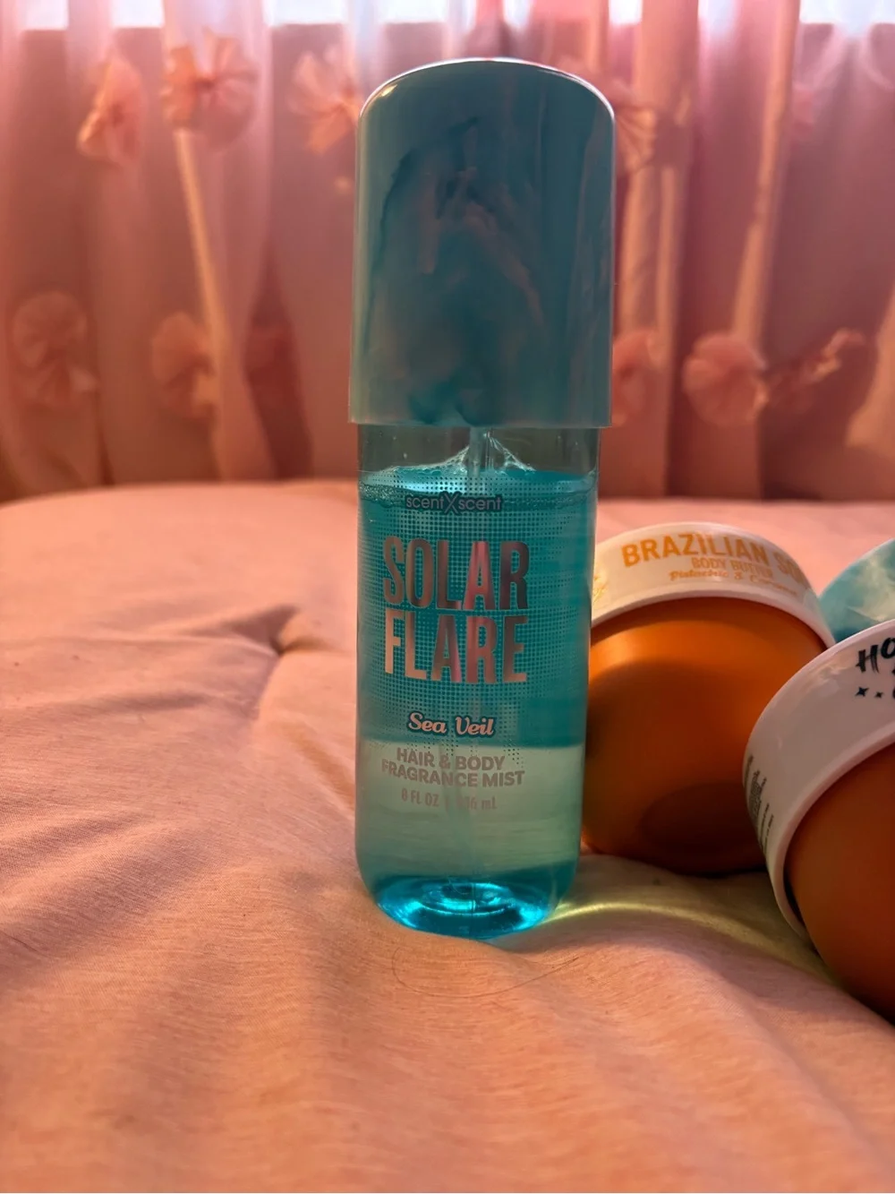 Lot of lotions and sprays like Sol De Janeiro